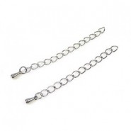 Metal extension chains 50mm with drop Antique silver